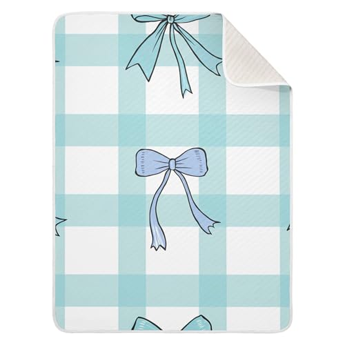 Burbuja Bows on Checkered Baby Blanket for Boys Girls, Nursery Soft Warm Swaddling Receiving Baby Blankets, 30x40 in Toddler Blanket