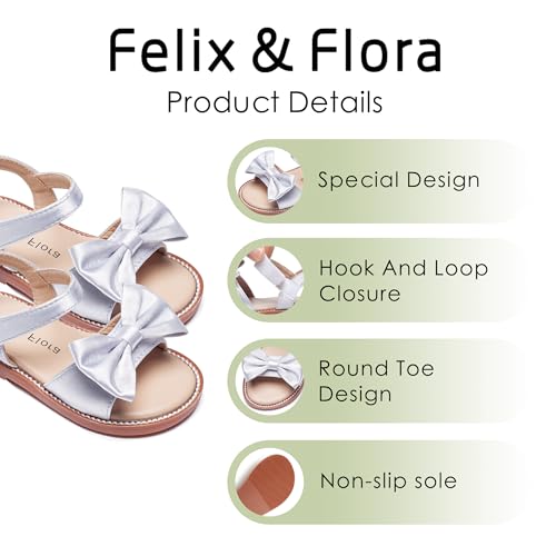 Image of Felix & Flora Toddler Girl Sandals - Little Girl Easter Dress Shoes Lightweight Open Toe Beach Holiday Flats