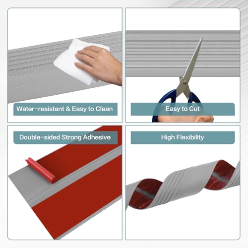 Treppenkantenprofil selbstklebend Treppen Kantenschutz rutschfeste Treppenkante flexibel Treppenkantenprofil Vinyl Winkelprofil (1m, 50×25mm, Grau)