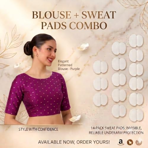 Image of Studio Shringaar Women Cotton Silk Silky Brocade Readymade Elbow Length Sleeves Saree Blouse Choli