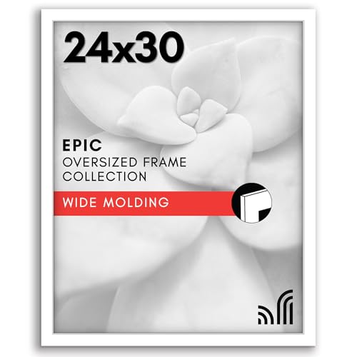 Americanflat 24x30 Picture Frame with Polished Plexiglass - White Picture Frame - Wide Photo Frames Made of Engineered Wood for Vertical or Horizontal Wall Display - Epic Collection - White