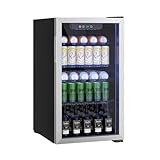 Erivess Compact Freestanding Beverage Refrigerator,126 Can/3.2 Cubic Feet Mini Fridge with Glass Front Door for Soda, Beer or Wine, Under Counter...