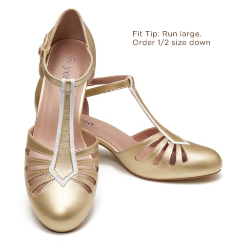 Image of 2 inch Character Shoes for Women,T-Strap 1920s Gatsby Flapper Dance Shoe