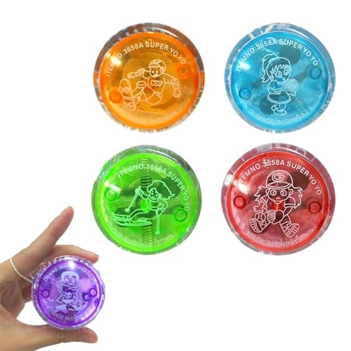 LED YoYo,Juguetes YoYo LED,LED YoYo Niños,Sensible para Niños Yoyo,YoYo Luminoso,YoYó de Retorno Automático,YoYó Profesional,YoYo para Principiantes,para Regalo para Niños,Fiesta Cumpleaños,4 Piezas