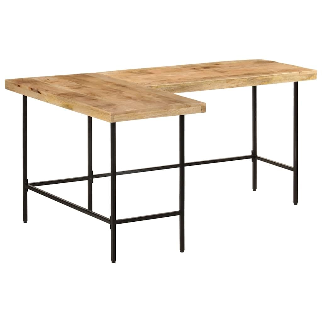 Hothingwell Biurko w kształcie litery L 165x110x77 cm z litego drewna mango | Solidne żelazne nogi, instalacja prawa lub lewa, unikalny rustykalny design
