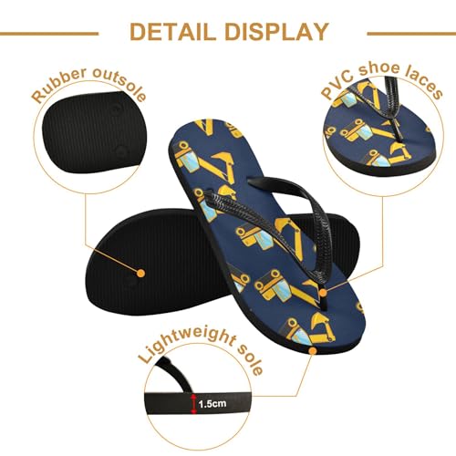 Burbuja Cartoon Excavators Flip Flops for Women Men, Soft Thong Sandals Rubber Slippers for Pool Beach Essentials3