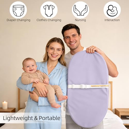 JVEOO Baby Changing Pad, Waterproof Vegan Leather Wipeable Diaper Changing Pad with Safety Strap Non-Slip Changing Mat for Dresser & Table