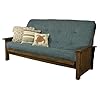 Kodiak furniture washington queen size futon frame and mattress set wood futon frame with mattress included in linen aqua blue color  urban country home decor