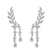 Anmao Jewelry 1 Pair 18k White Gold Plated Ear Cuff Stud Earrings Ear Cuff Jewelry Cuff Earrings Crystal Chandelier CZ Stud Earrings Dangle Ear Cuff for Pierced Ears ML017