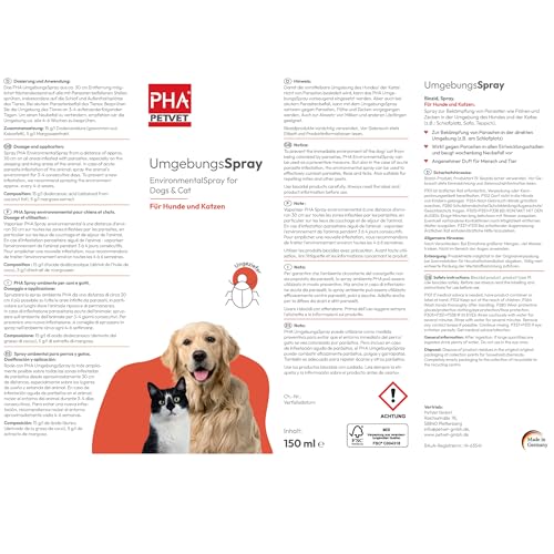 PHA UmgebungsSpray – Pflanzliches Ungeziefer Spray gegen Flöhe, Milben, Läuse & Zecken, Flohmittel für Wohnung, Anti Floh Spray, Alternative zu Fogger gegen Flöhe, 150 ml