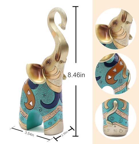 Estatuas de Elefantes Dorados para Decoración de Hogar, 8.46 Pulgadas, 2 Unidades miniatura 3