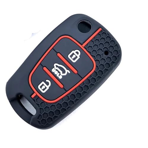 Étui à rabat en silicone pour clé Hyundai i20 i30 ix35 Solaris protection noire