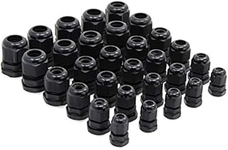 HSEAMALL 3.5-15mm Cable Gland, PG7,PG9,PG11,PG13.5,PG16,PG19 Waterproof Plastic Cable Connectors, 30-Pack