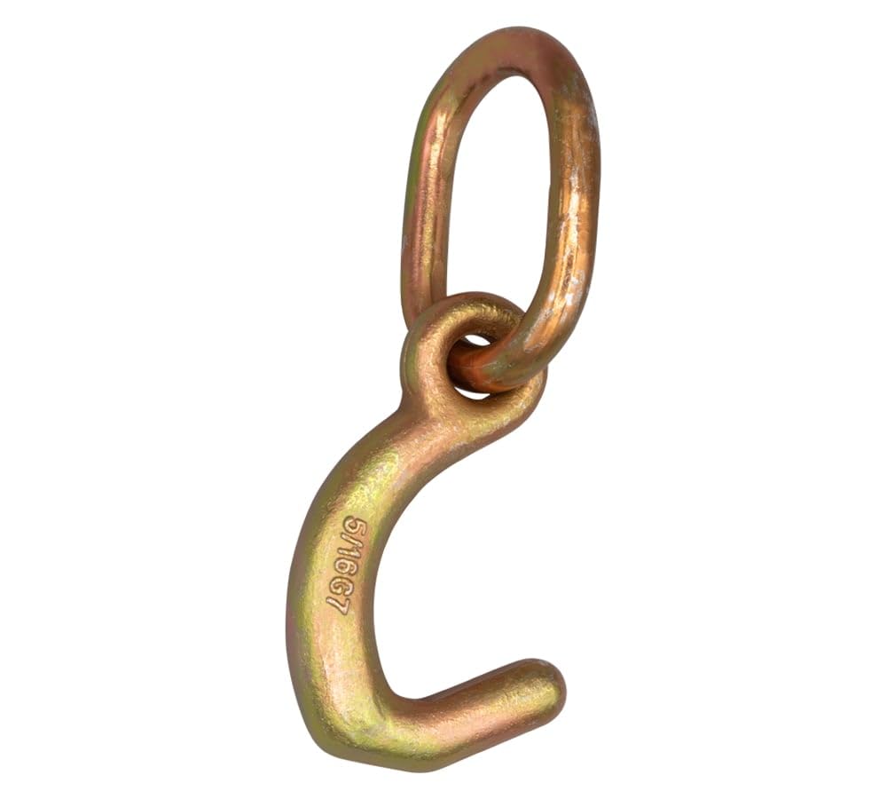 Mytee Products 4 Pack G70 Forged Datsun Mini J Hook with Link for Car Hauling - 11000 lbs Breaking Strength - Auto Tie Down Mini J Hook for Car Hauler, Wrecker & Towing Trucks