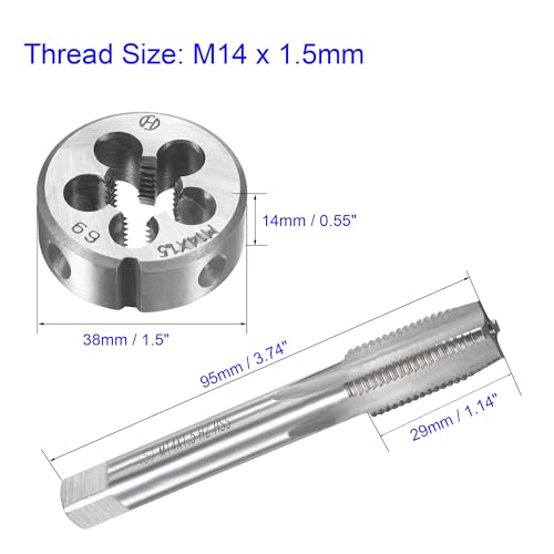 MACHSWON M14 x 1.5mm Metric Tap and Die Set - Machine Thread Screw Tap with Round Threading Die Kit for Thread Repair - Image 3