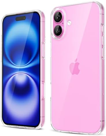 oakxco for iPhone 16 Phone Case Liquid Silicone, Cute Thin Slim Grip Soft Rubber Gel for Women Men, Smooth Matte TPU Plain Solid Color Girly Simple Case with Camera Cover Protection, Clear image 2