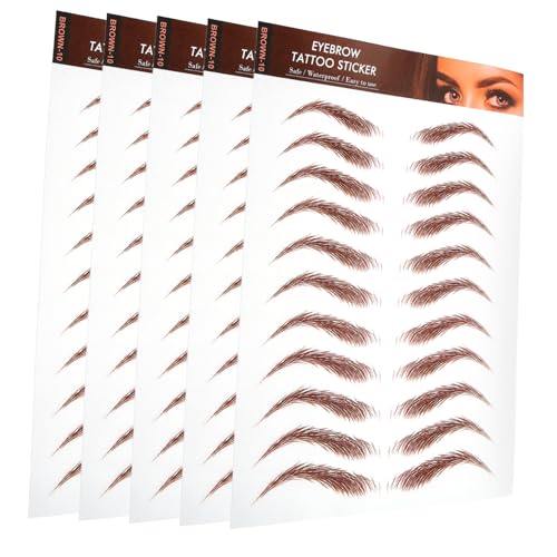 OUNONA 5枚 入り防水眉毛 シミュレー 眉転写シール 自然な形状用 風メイク 眉毛欠損 不均一眉向け