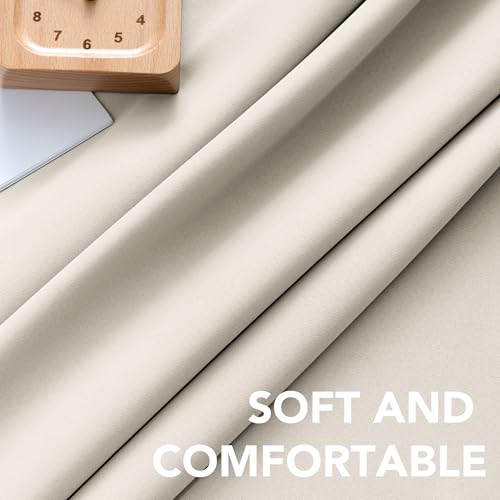 Image of H.VERSAILTEX Light Reducing Curtains Thermal Insulated Window Treatment Panels Room Darkening Privacy Assured Drapes for Living Room Back Tab /Rod Pocket Bedroom Drapes 2 Panels, Ivory - 52 x 63 Inch
