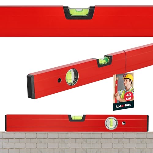 KOTARBAU® Aluminium Wasserwaage 40 cm Rot Wasserwaagen mit zwei Libellen zur horizontalen oder vertikalen Ausrichtung Markierungshilfe hohe Messgenauigkeit