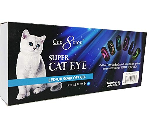 Cre8tion Super Cat Eye Collection LED/UV Soak Off Gel - Set of 6 colors + Magnet