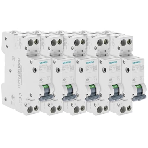 Lot de 5 Disjoncteurs électriques phase + neutre 20A