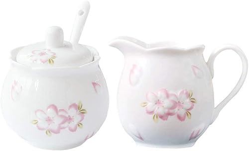 Miniatura 10 de Mathew Sakura - Juego de crema de cerámica y azucarero, juego de café para servir jarra de crema Rosado