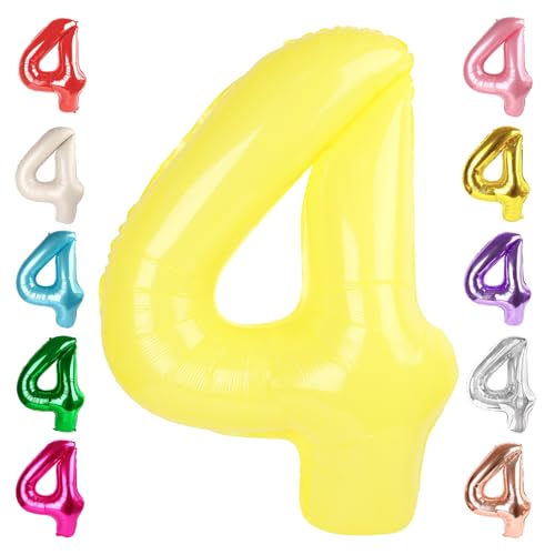 Image of 4 Balloon Numbers Birthday Decorations, 40In Yellow Balloons for Men Women | Eye-catching Appearance, Perfect Decorative Centerpieces, Convenient Self-sealing Structure, Widely for Various Occasions
