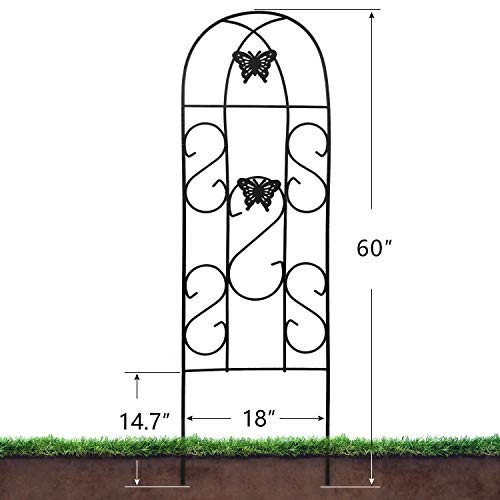 Amagabeli Garden Home, 4 Pack Garden Butterfly Metal Trellis For Climbing Plants Roses Vine Flower Cucumber 60" X 18" Rustproof Sturdy Black Iron Trellis For Potted Plant Support Gt02 Et0323 #TOP3