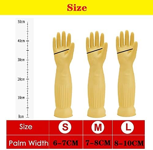 Rubber Cleaning Gloves,Waterproof and Oil-resistance Glove for kitchen Cleaning,Clothes Washing,Household Cleaning, Dishwashing,Car Wash,Indoor and Outdoor Cleaning,Pet Care (Yellow Medium), 45cm