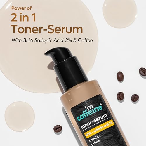 Image of mCaffeine BHA-2% Salicylic Acid 2in1 Toner-Serum with Coffee for Deep Pore Cleansing | Removes Blackheads & Whiteheads, Unclogs Pores & Retains Moisture | Face Toner Serum for Women & Men -150ml