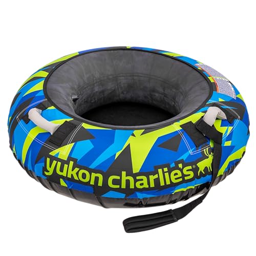 Yukon Charlie's Camo 46” Heavy-Duty Snow Tube – Butyl Rubber Bladder, Reinforced PVC Bottom & Fabric Handles – Ideal Inflatable Sled for Kids Ages 7+