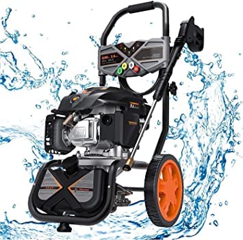 Hidrolimpiadoras Hidrolimpiadora de Gasolina, 2800 PSI/190 Bar, 480 L/H, Motor OHV de 4 Tiempos de 209 CC, 6,5 HP, Tanque de jabón, Juego de...