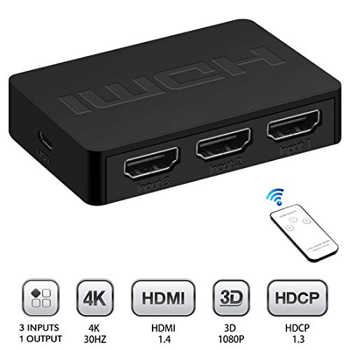 HDMI Switch 4K / 1080p, HDMI Switch 3 in 1 Output with Wireless
