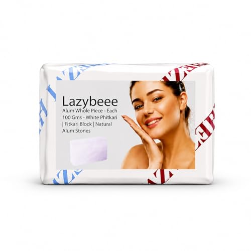 Lazybeee Alum Whole Piece - Each 100 Gms - White Phitkari | Fitkari | Natural Alum Stones (Pack of 1)