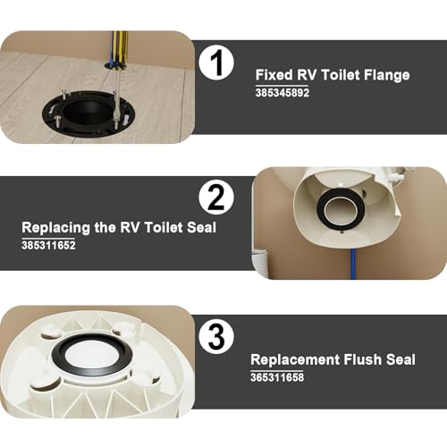Image of RV Toilet Seal and Floor Flange Kit, Compatible with RV 300 /310 /320 Series, Replaces 385345892 Socket Flange and 385311658 Flush Seal and 385311652 Base Seal, 3 in 1 Combo Kit