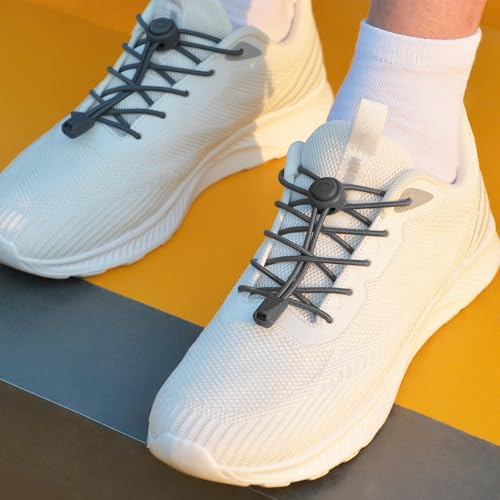 Image of RJ-Sport Tieless Elastic Shoe Laces for Adults and Kids | No Tie Stretchy Speed Shoelaces for Sneakers and Running Shoes, with Heavy Duty Strong Locks and Reinforced Cord Ends