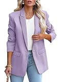 LCRRRN Womens Business Casual Loose Blazers Long Sleeve Pockets Work Professional Jacket Blazer Suit (S, Purple)