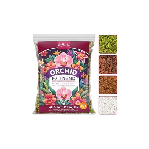 Riare Orchid Potting Mix for Repotting- 1L Orchid Repotting Kit Include Moss Pine Bark Perlite Coco Peat- Premium Orchid Soil Medium for Indoor Potted Plants Root Ventilation & Expanding