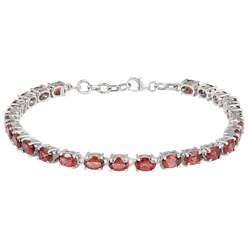 Bracelet rivière argent grenat rouge femme réglable rhodium 16,5cm