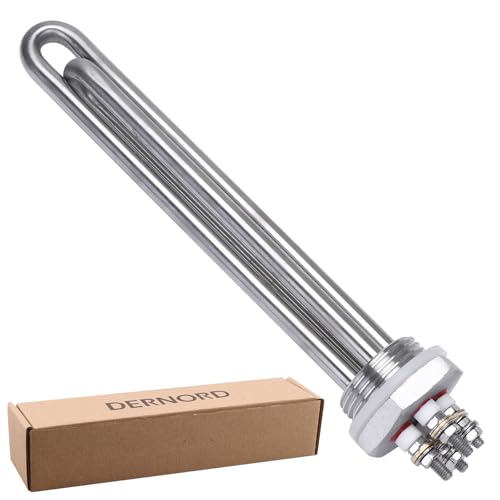 DERNORD 24V 900W Heizelement 1 Zoll DN25 BSP Heizstab Edelstahlflansch with Silikonring Doppel U Typ