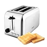 WeeKett 2 Slice Toaster - 2 Slice with Variable Browning Control - Stainless Steel with Wide Slots for Thick Bread Slices & Bagels - Sleek & Compact, 15.8 x 28.8 x 17.8cm