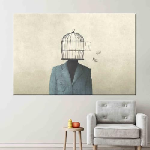 Oeuvre d'art sur la liberté en peinture sur toile abstraite de format 70x100cm sans cadre