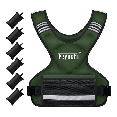 Image of Feyachi Adjustable Weighted Vest - 3-12 lbs /12-20 lbs /20-32 lbs X Type Weight Vest with Reflective Stripe Ideal for Running Workout and Training