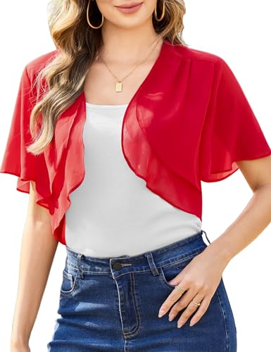 Aottori Damen Chiffon Bolero Festlich ärmellos Elegant Shrug Top Kurze...