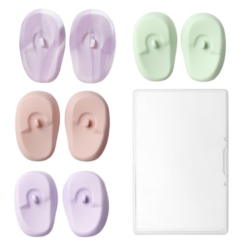Protectores de Oídos para Agua, 4 Pares De Cubiertas De Silicona Para Los Oídos Cubiertas Para Los Oídos Para Peluquería Tapones Protectores Para La Ducha Del (5,5 x 8 cm)