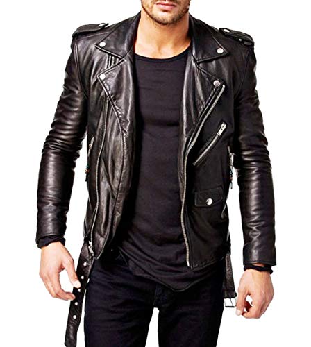 Image of SKADO Genuine Leather Jacket Men Real Leather Jacket Biker Soft Lambskin SlimFit