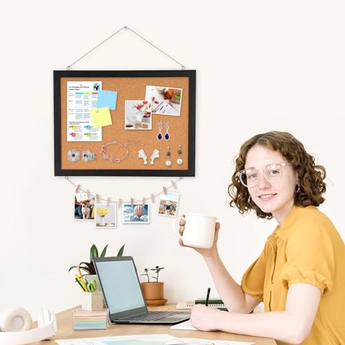 DOLLAR BOSS Pinnwand Kork 30×40cm Korkwand Pinnwand Klein Korktafel mit Schwarz Rahmen Doppelseitige Pinwand Büro Vision Board Für Zuhause, Küche