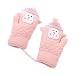 Qinlee Mitaines d'hiver de Singe Gants Chauds Couverture à Rabat en Peluche avec Moufles Demi-Doigt Motif Singe Patte Thermique Douce Mignon Joli pour Enfant Rose