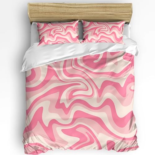 Housse de couette marbre rose de qualité supérieure avec fermeture décorative