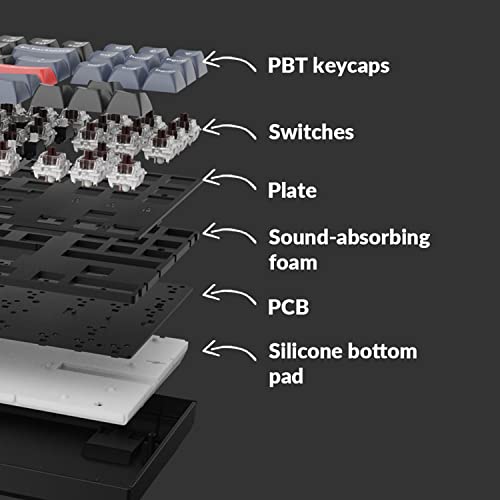 Image of Keychron K8 Pro QMK /VIA Wireless Mechanical Keyboard, Hot-Swappable TKL Custom Programmable Macro Wired Keyboard with Gateron G Pro Brown Switch, White Backlit, PBT Keycaps for Mac Windows Linux